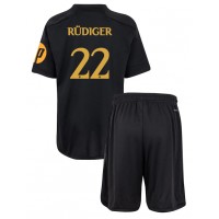 Real Madrid Antonio Rudiger #22 3rd trikot Kinder 2023-24 Kurzarm (+ Kurze Hosen)